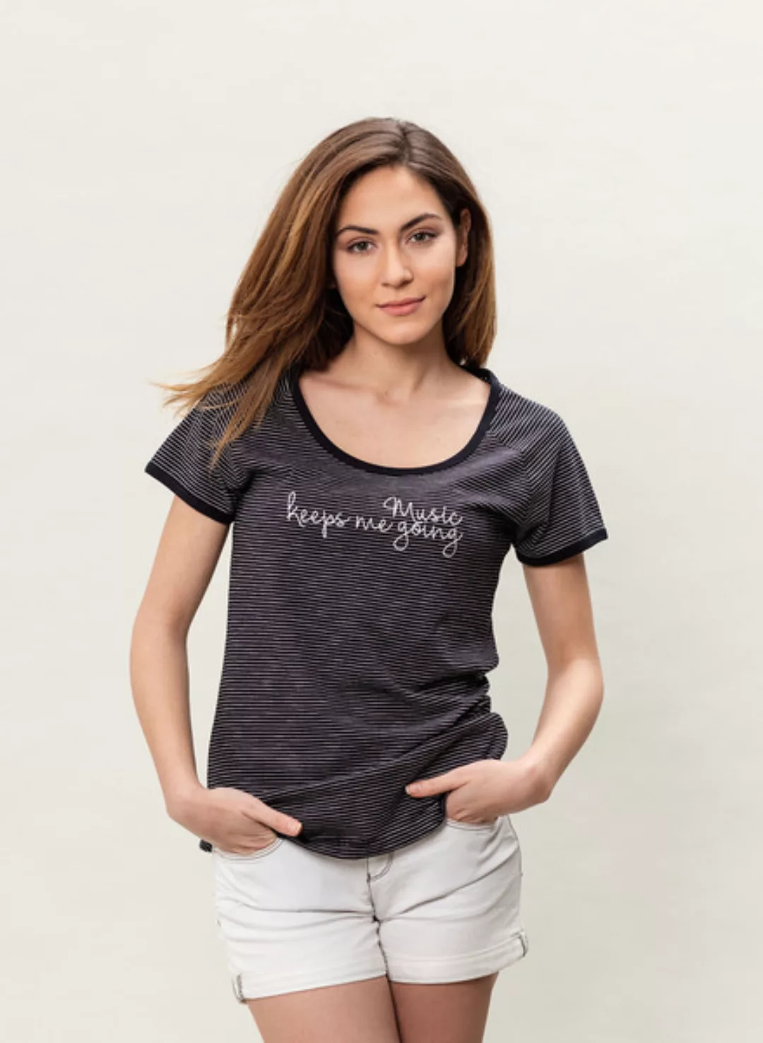 Wor-3038 Damen Gestrifter T-shirt günstig online kaufen
