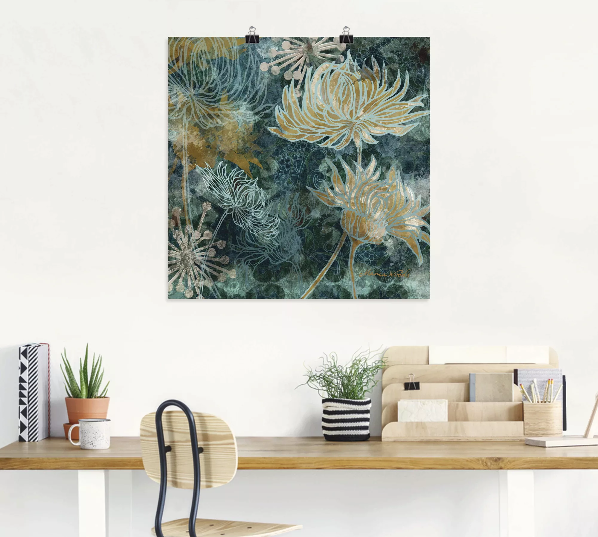 Artland Wandbild »Blaue Chrysanthemen I«, Blumen, (1 St.), als Alubild, Out günstig online kaufen