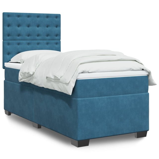 furnicato Bettgestell Boxspringbett mit Matratze Blau 80x200 cm Samt günstig online kaufen