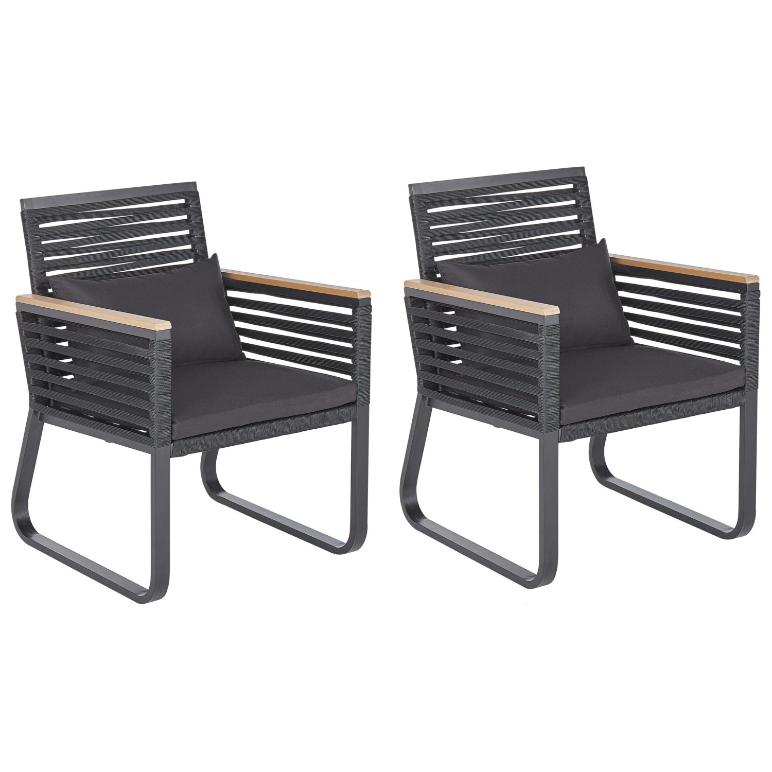 Beliani Gartenstuhl Schwarz Heller Holzfarbton 65x60x83 günstig online kaufen
