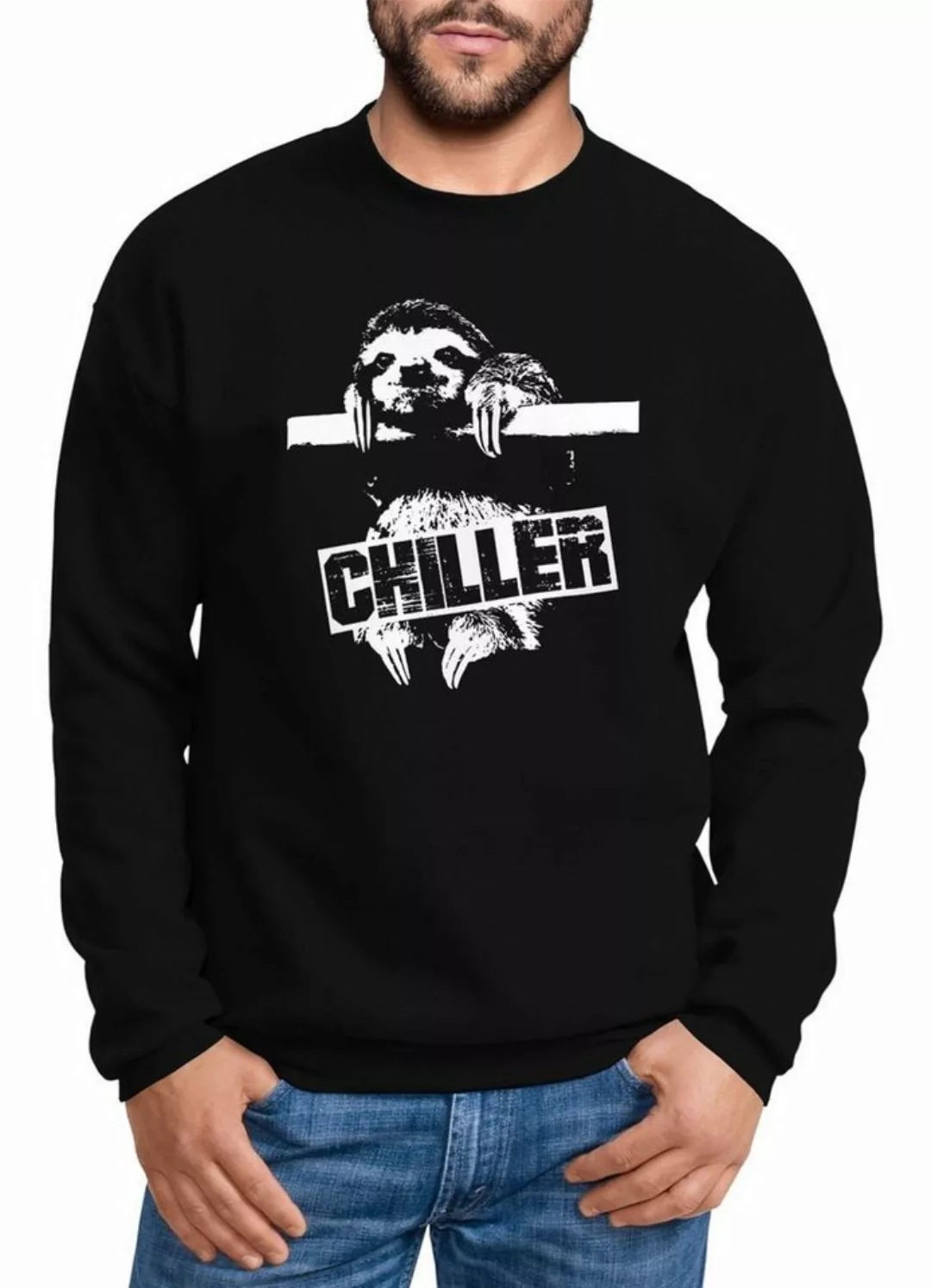 MoonWorks Sweatshirt Lustiges Herren Sweatshirt Faultier Born Chiller Pullo günstig online kaufen