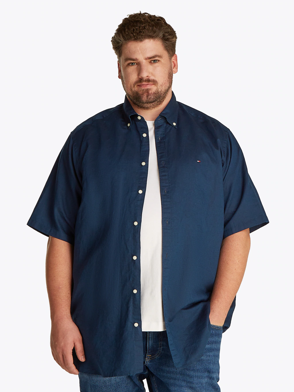 Tommy Hilfiger Big & Tall Kurzarmhemd "BT-LINEN BLEND SOLID" günstig online kaufen