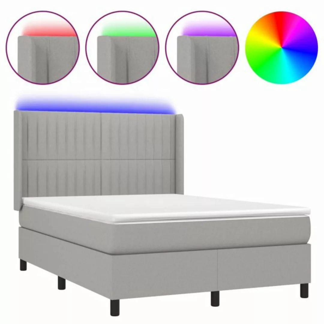 vidaXL Boxspringbett Boxspringbett mit Matratze und LED Stoff (140 x 190 cm günstig online kaufen