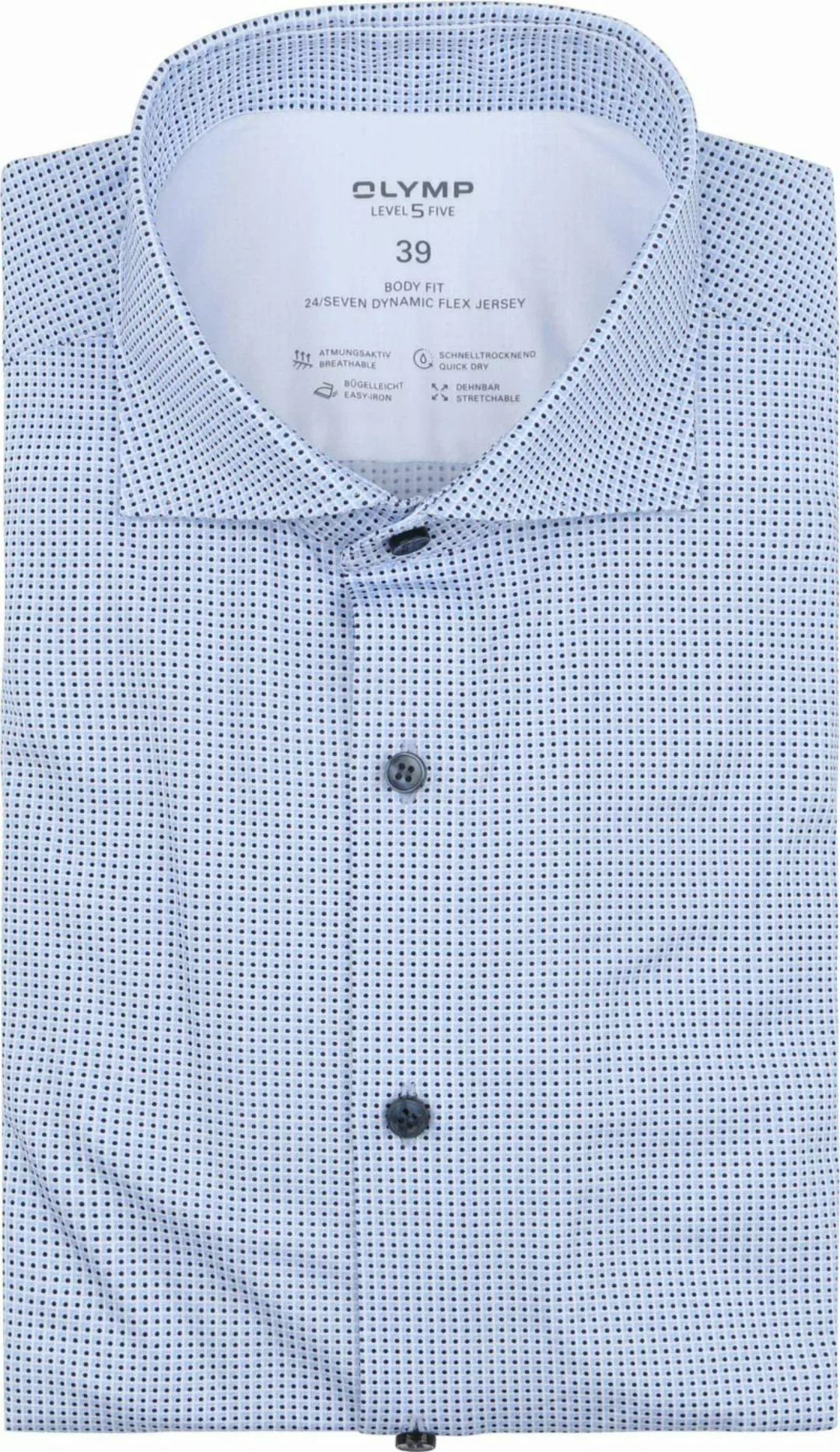 OLYMP Level 5 Hemd Stretch Extra Long Sleeves Druck Blau - Größe 40 günstig online kaufen