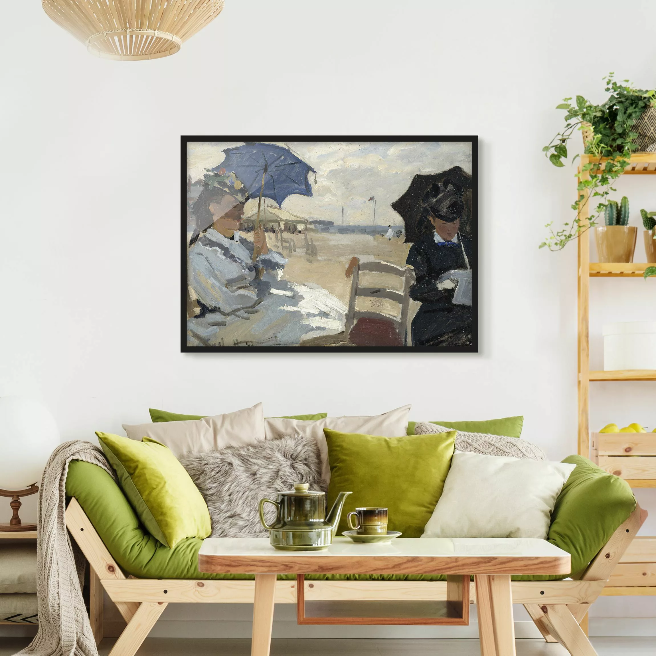 Bild mit Rahmen Kunstdruck - Querformat Claude Monet - Strand von Trouville günstig online kaufen