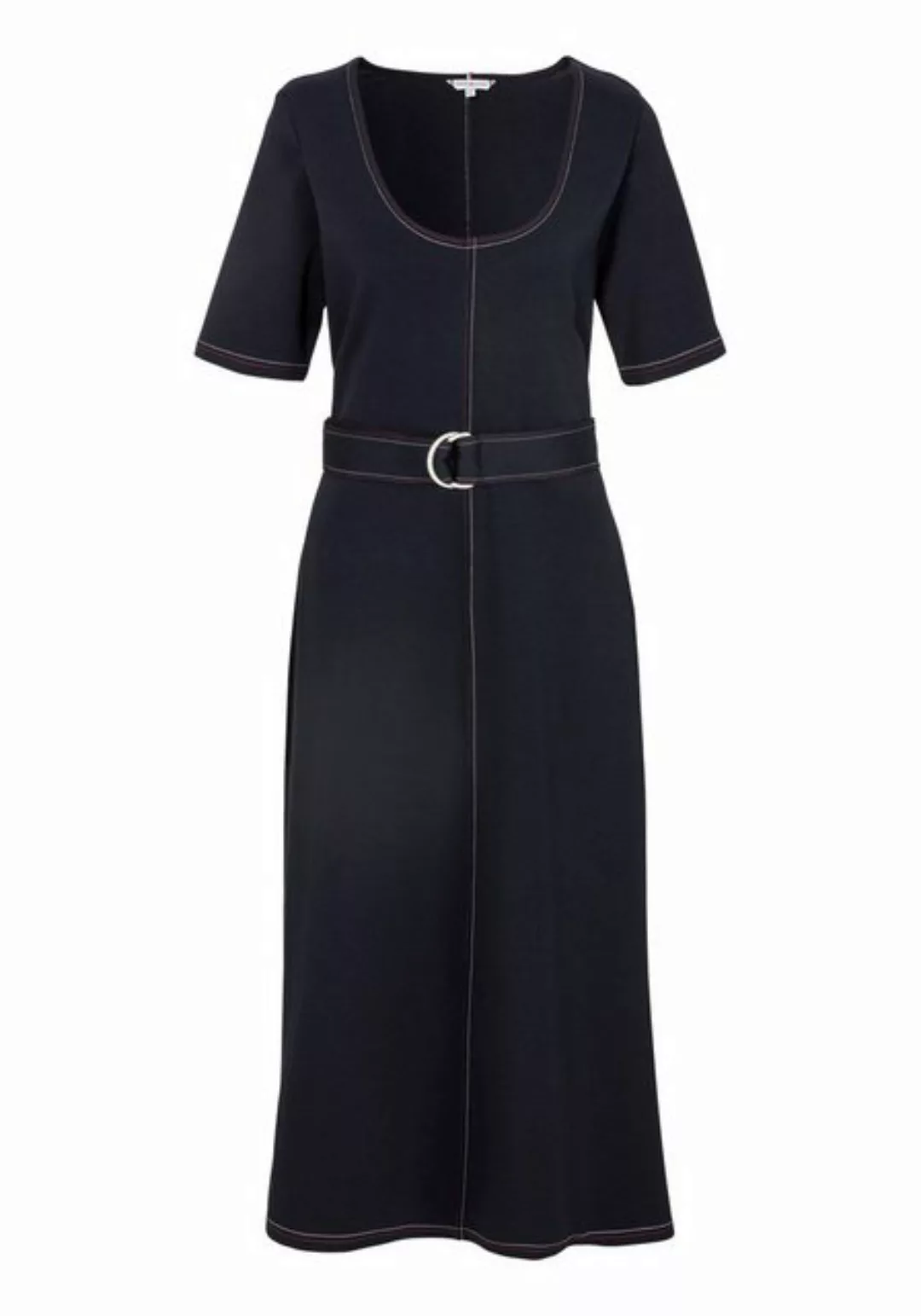 Tommy Hilfiger Curve Blusenkleid CRV SCP NK BELT MIDI DRS 1/2SLV Große Größ günstig online kaufen