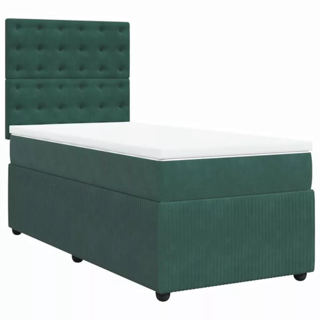 vidaXL Bett Boxspringbett mit Matratze Dunkelgrün 90x200 cm Samt günstig online kaufen