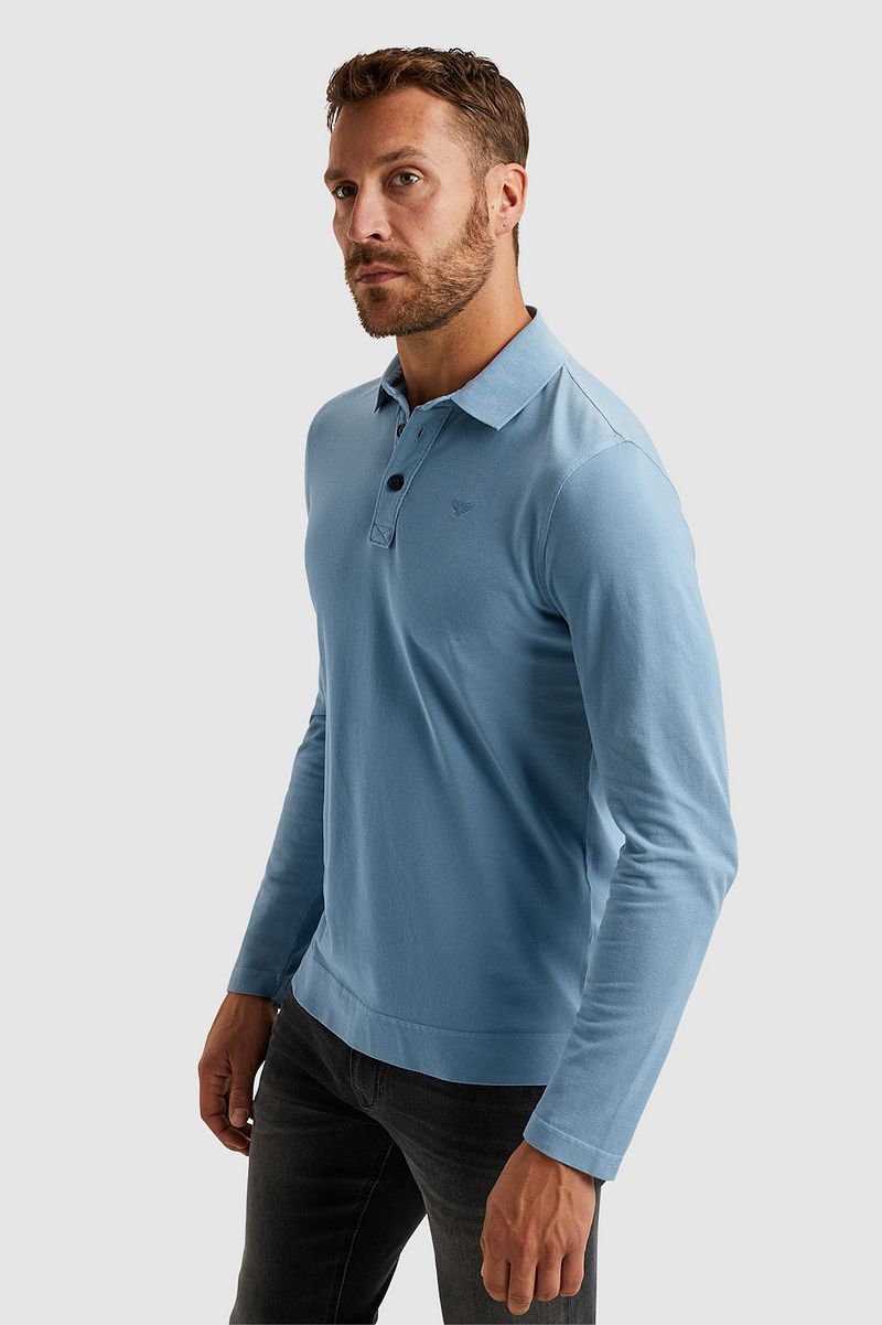 PME Legend Long Sleeve Poloshirt Garment Dye Piqué Blau - Größe L günstig online kaufen