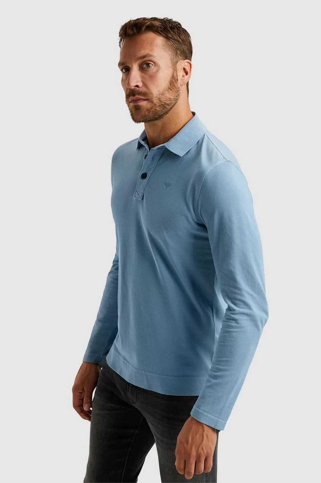 PME Legend Long Sleeve Poloshirt Garment Dye Piqué Blau - Größe L günstig online kaufen