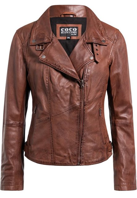 CBL Lederjacke Lederjacke im Biker-Look mit Reverskragen und Perforation günstig online kaufen