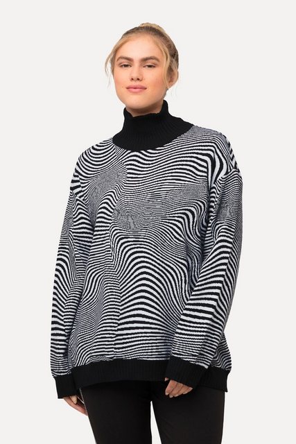 Ulla Popken Strickpullover Pullover Wellenmuster Oversized Stehkragen Langa günstig online kaufen