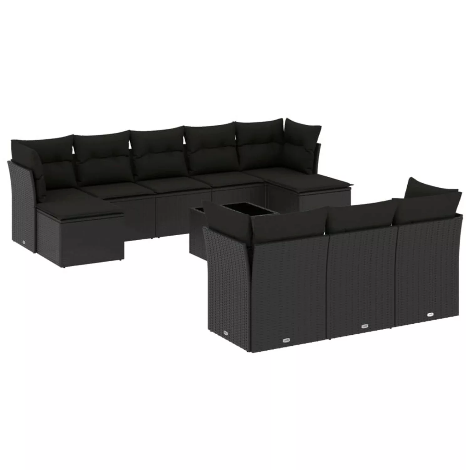 vidaXL 11-tlg Garten-Sofagarnitur mit Kissen Schwarz Poly Rattan Modell 41 günstig online kaufen