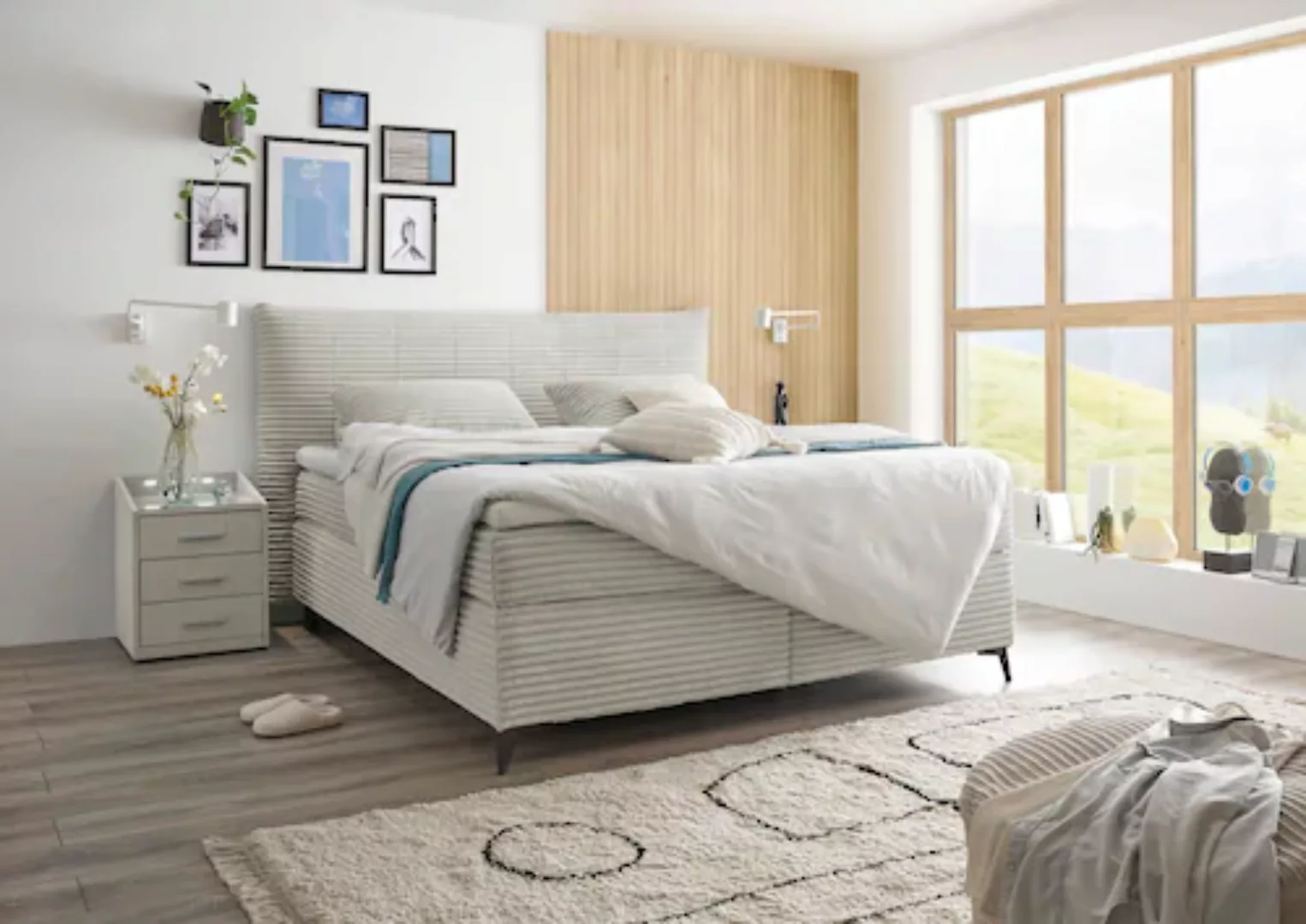 ED EXCITING DESIGN Boxspringbett »Seattle«, harte Seite mit Kokosmatte, wei günstig online kaufen