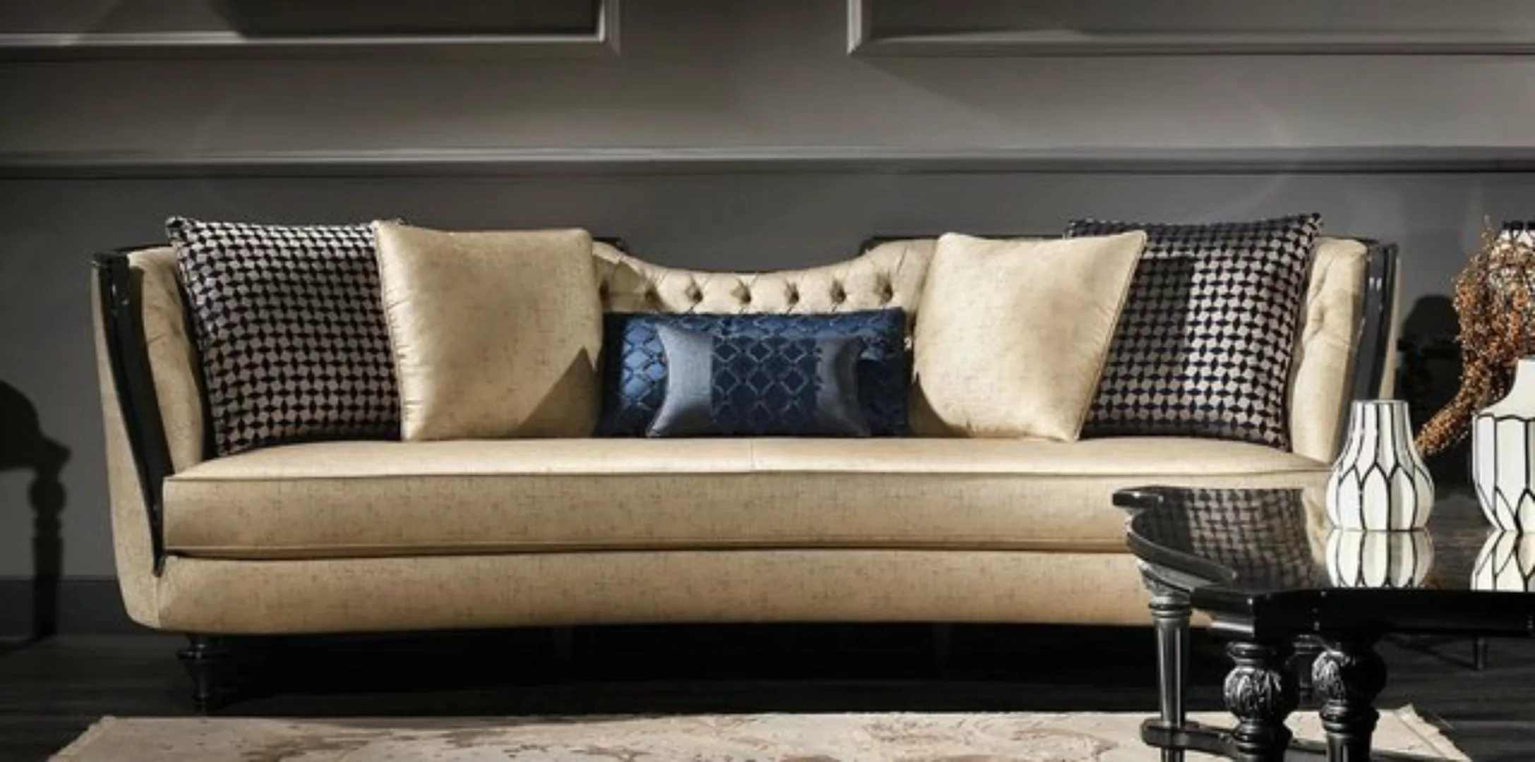 Casa Padrino Sofa Luxus Barock Sofa Gold / Schwarz 257 x 100 x H. 86 cm - P günstig online kaufen