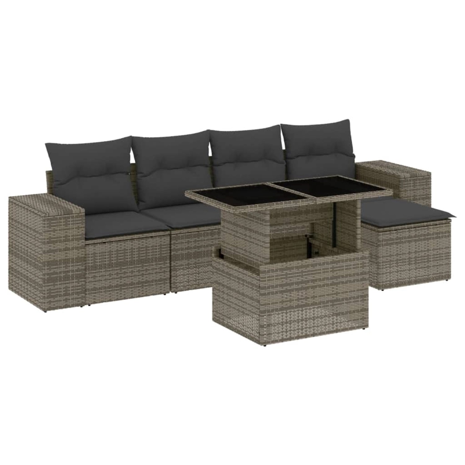 vidaXL 6-tlg Garten-Sofagarnitur mit Kissen Grau Poly Rattan Modell 163 günstig online kaufen