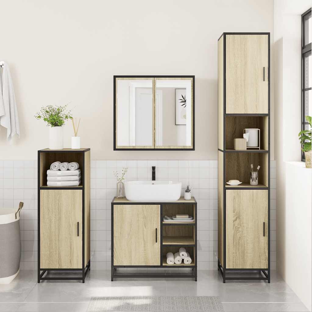 vidaXL Badezimmer-Set Badschrank Sonoma-Eiche 65x33x60 cm günstig online kaufen