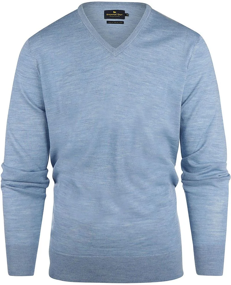 Steppin' Out Pullover V-Ausschnitt Merinowolle Sky Blue - Größe M günstig online kaufen