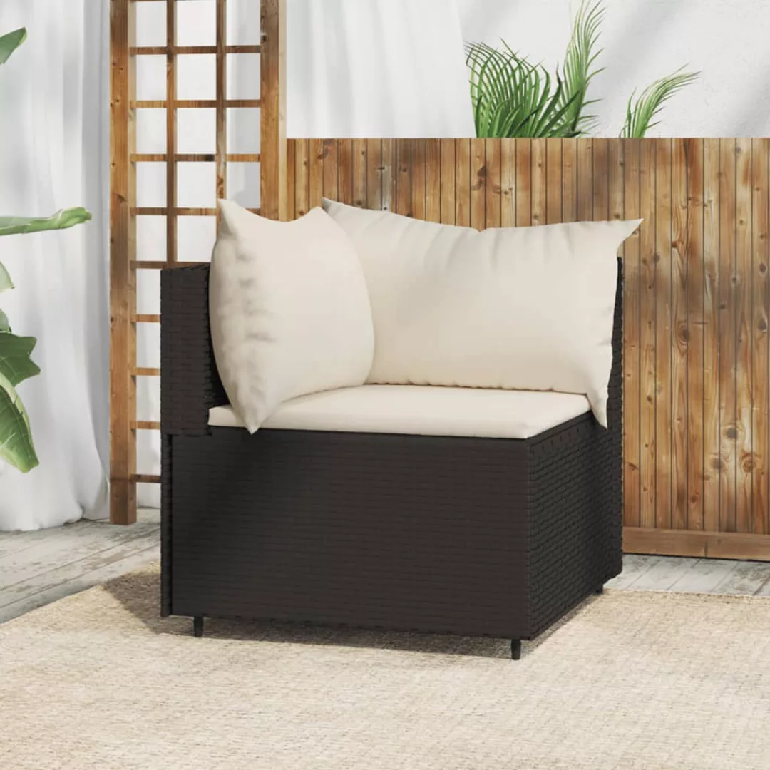 Vidaxl Garten-ecksofa Mit Kissen Schwarz Poly Rattan günstig online kaufen