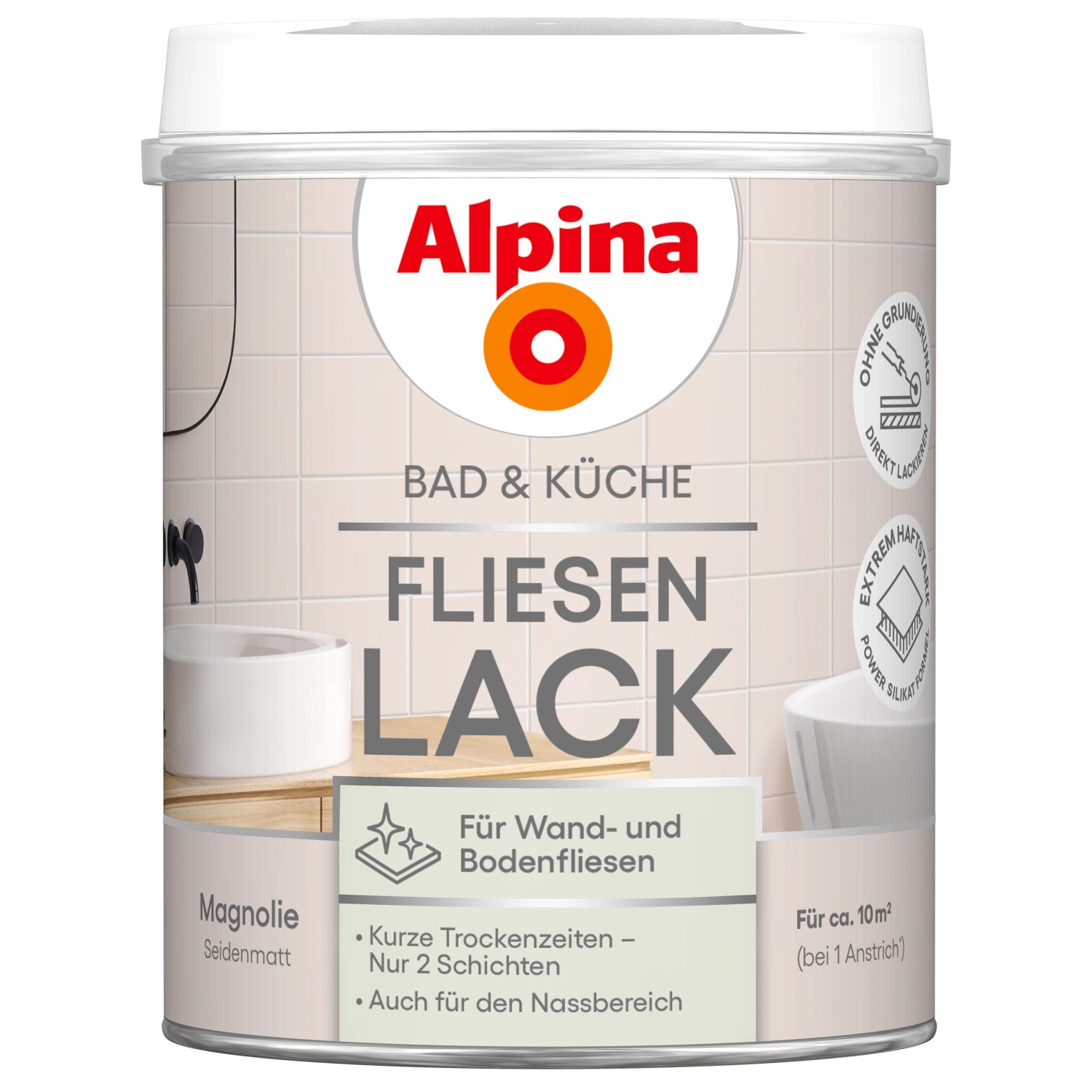 Alpina Fliesen-Lack Bad & Küche 2 Komponenten Magnolie Seidenmatt 750 ml günstig online kaufen