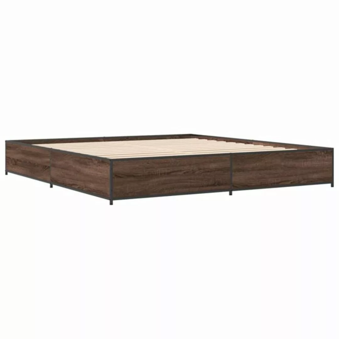 vidaXL Bett Bettgestell Braun Eichen-Optik 160x200 cm Holzwerkstoff Metall günstig online kaufen