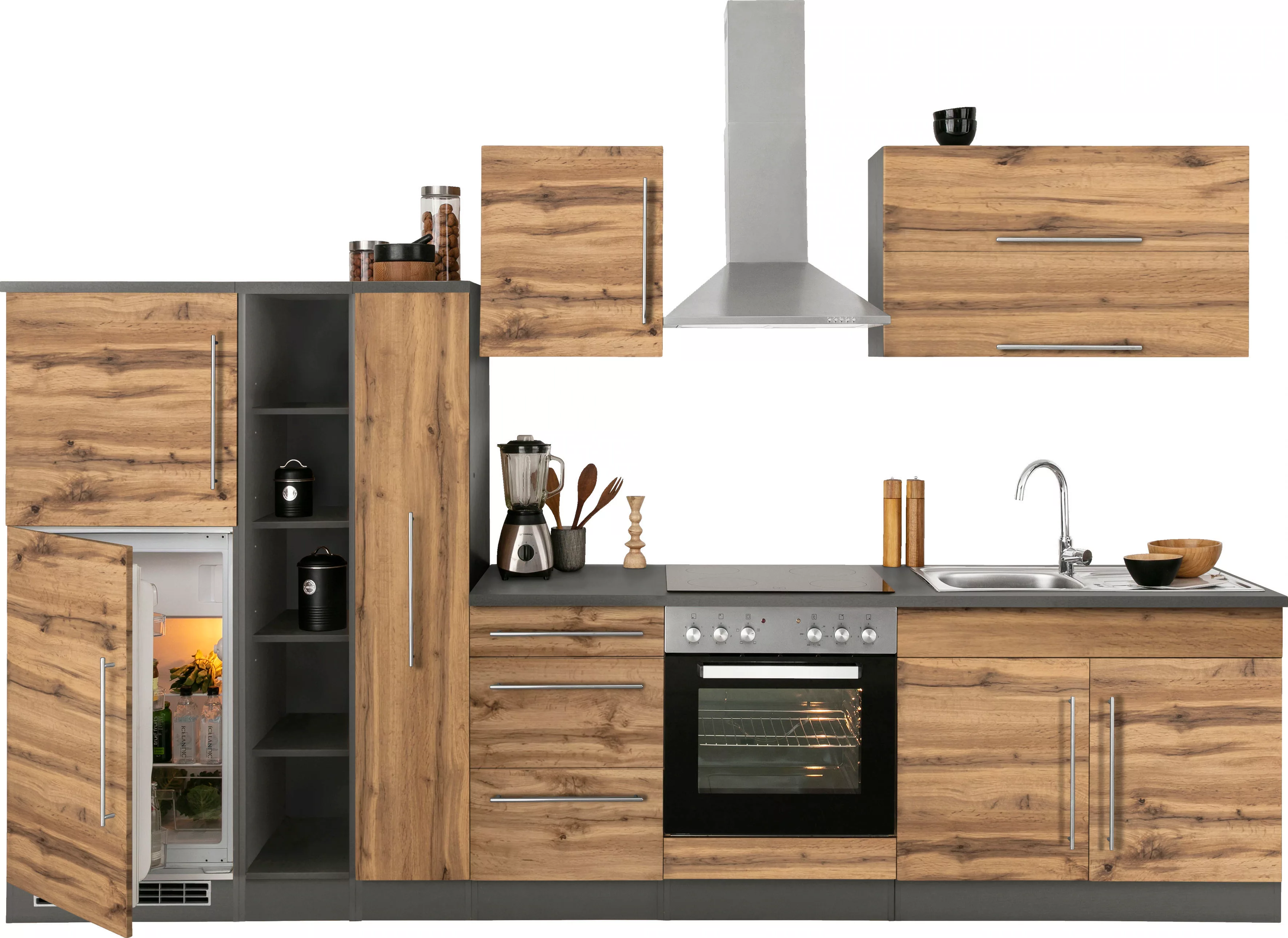 Kochstation Küchenzeile "KS-Samos", mit E-Geräten, Breite 330 cm günstig online kaufen