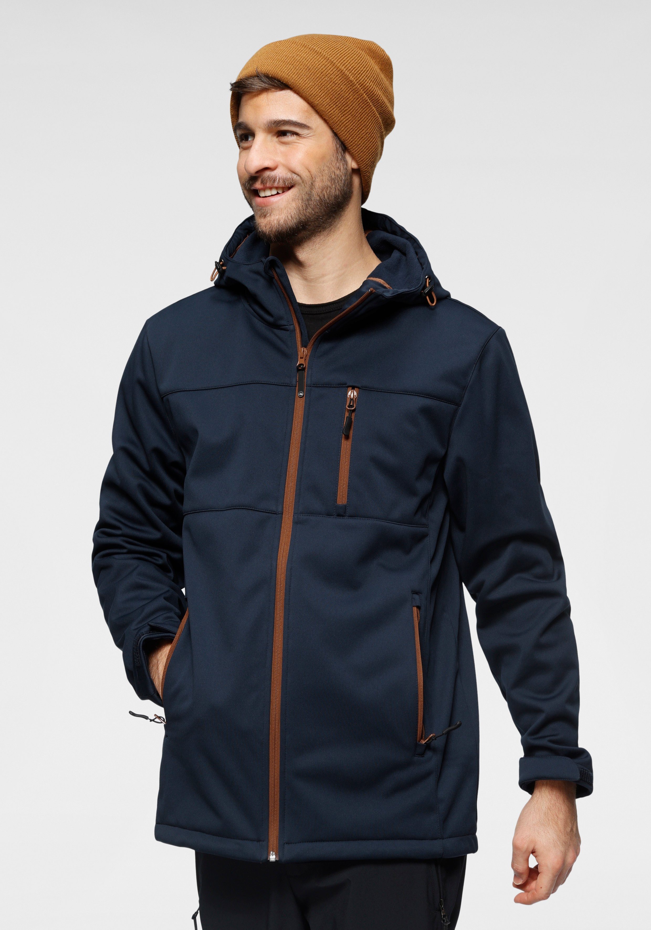 Polarino Softshelljacke, mit Kapuze, wasserabweisend, winddicht, fleecegefü günstig online kaufen