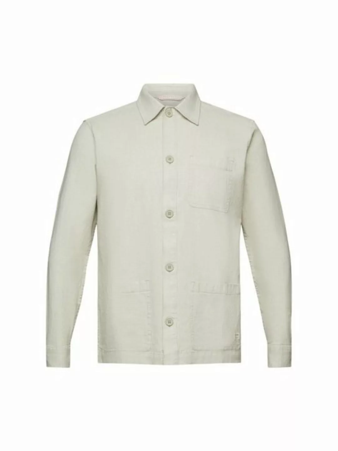 Esprit Langarmhemd Herringbone-Hemd, Leinenmix günstig online kaufen