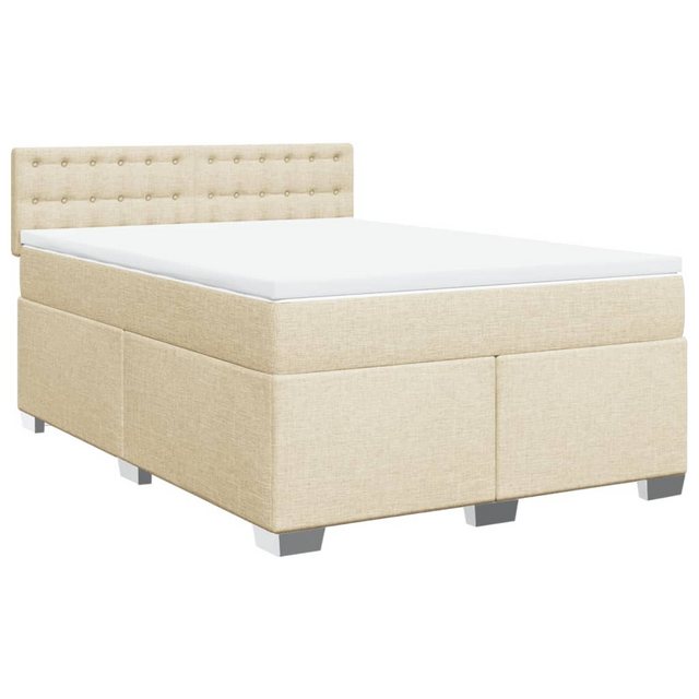 vidaXL Bett Boxspringbett mit Matratze Creme 140x190 cm Stoff günstig online kaufen