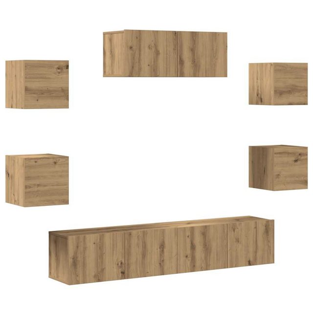 vidaXL TV-Schrank 7-teiliges TV-Schrank-Set Wandmontage Artisan Eiche (7-St günstig online kaufen