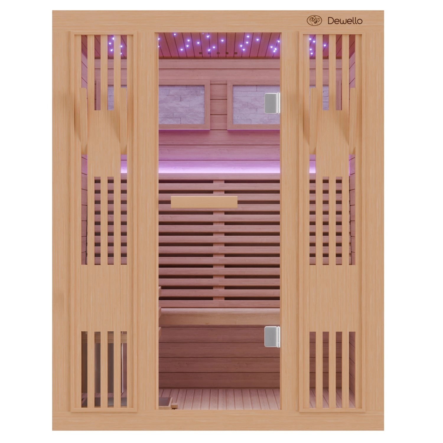 Dewello Finnische Sauna Minto 150x130 Hemlock 4,5 kW Harvia Ofen Sauna Set günstig online kaufen