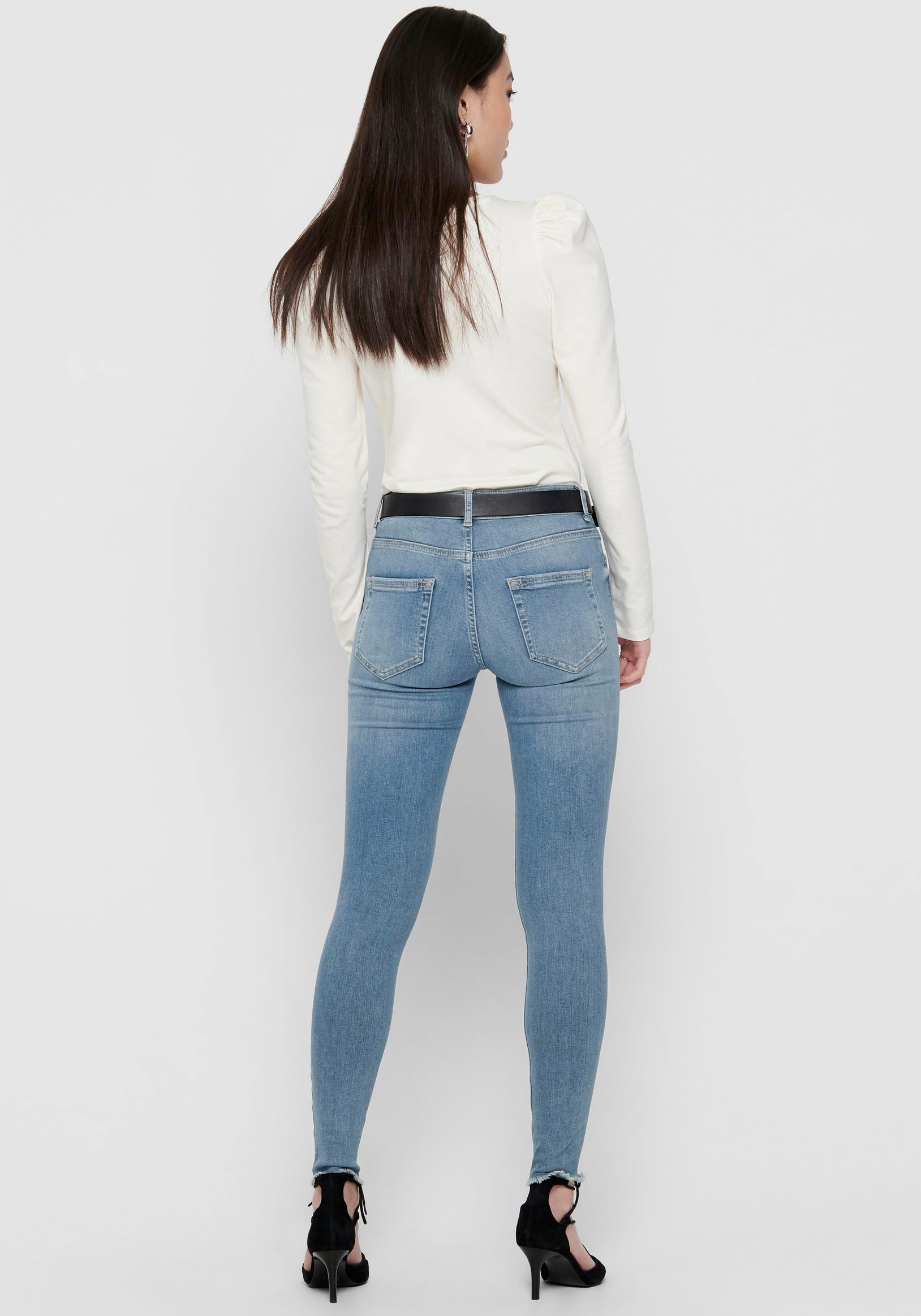 Only Blush Life Mid Waist Skinny Ankle Raw Rea1468 Jeans XL Light Blue Deni günstig online kaufen