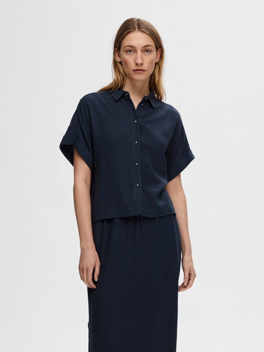SELECTED FEMME Blusenshirt elegant Knopfleiste Hemdkragen günstig online kaufen