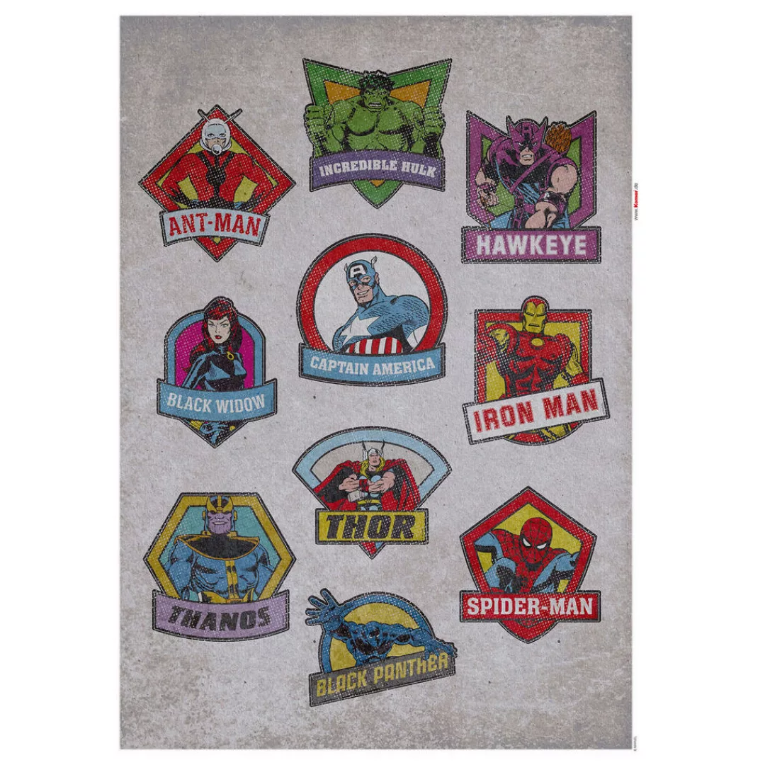 Komar Wandtattoo Avengers Badges  Avengers Badges B/L: ca. 50x70 cm günstig online kaufen