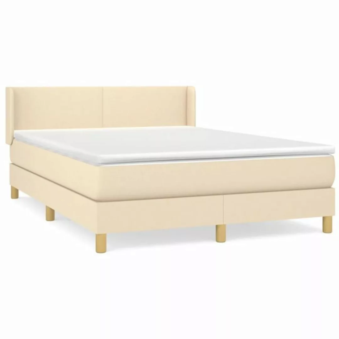 vidaXL Boxspringbett, Boxbett mit Matratze Creme 140x200 cm Stoff günstig online kaufen