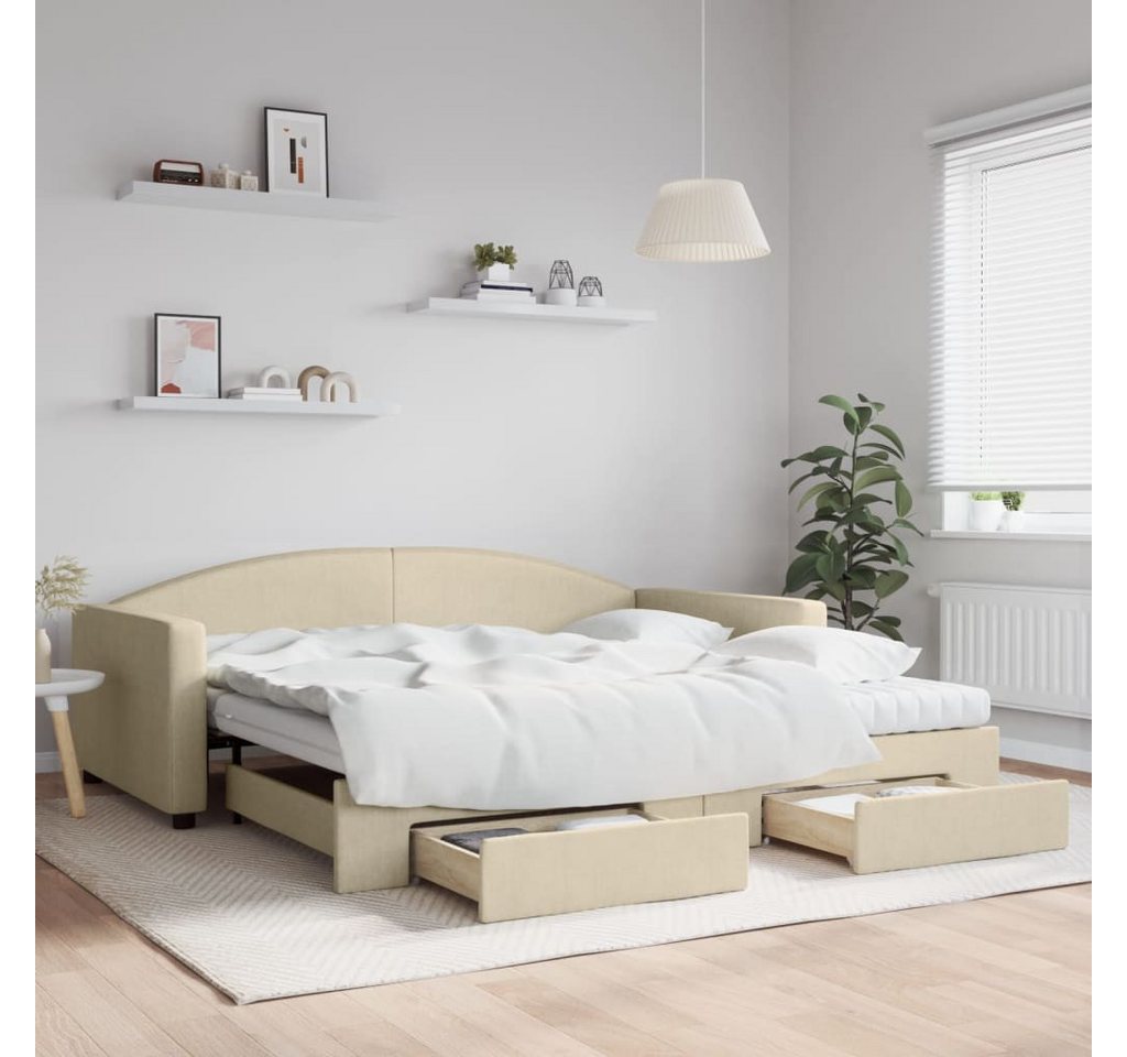 vidaXL Gästebett Gästebett Tagesbett Ausziehbar mit Schubladen Creme 100x20 günstig online kaufen