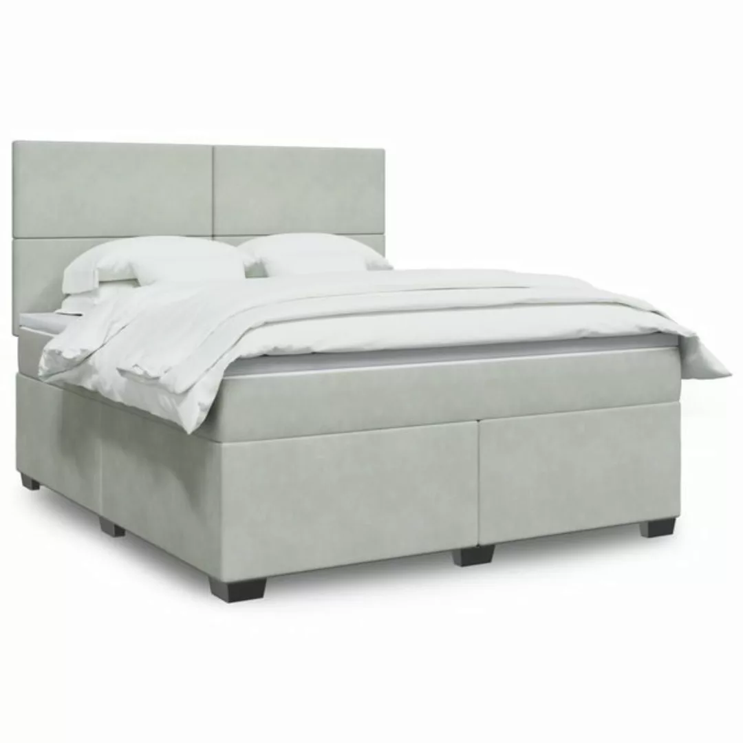 vidaXL Boxspringbett, Boxspringbett mit Matratze Hellgrau 180x200 cm Samt günstig online kaufen