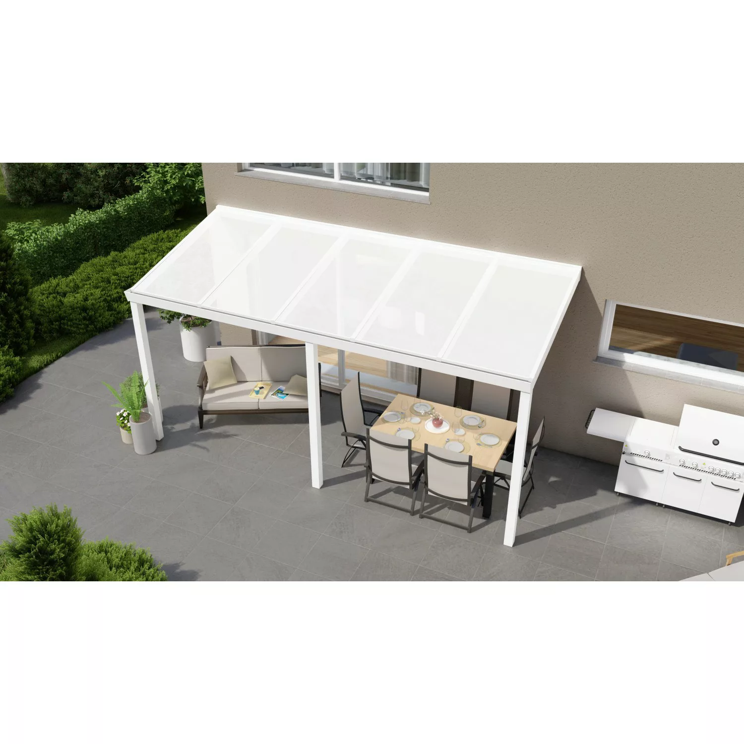 Terrassenüberdachung Professional 500 cm x 250 cm Weiß PC Opal günstig online kaufen