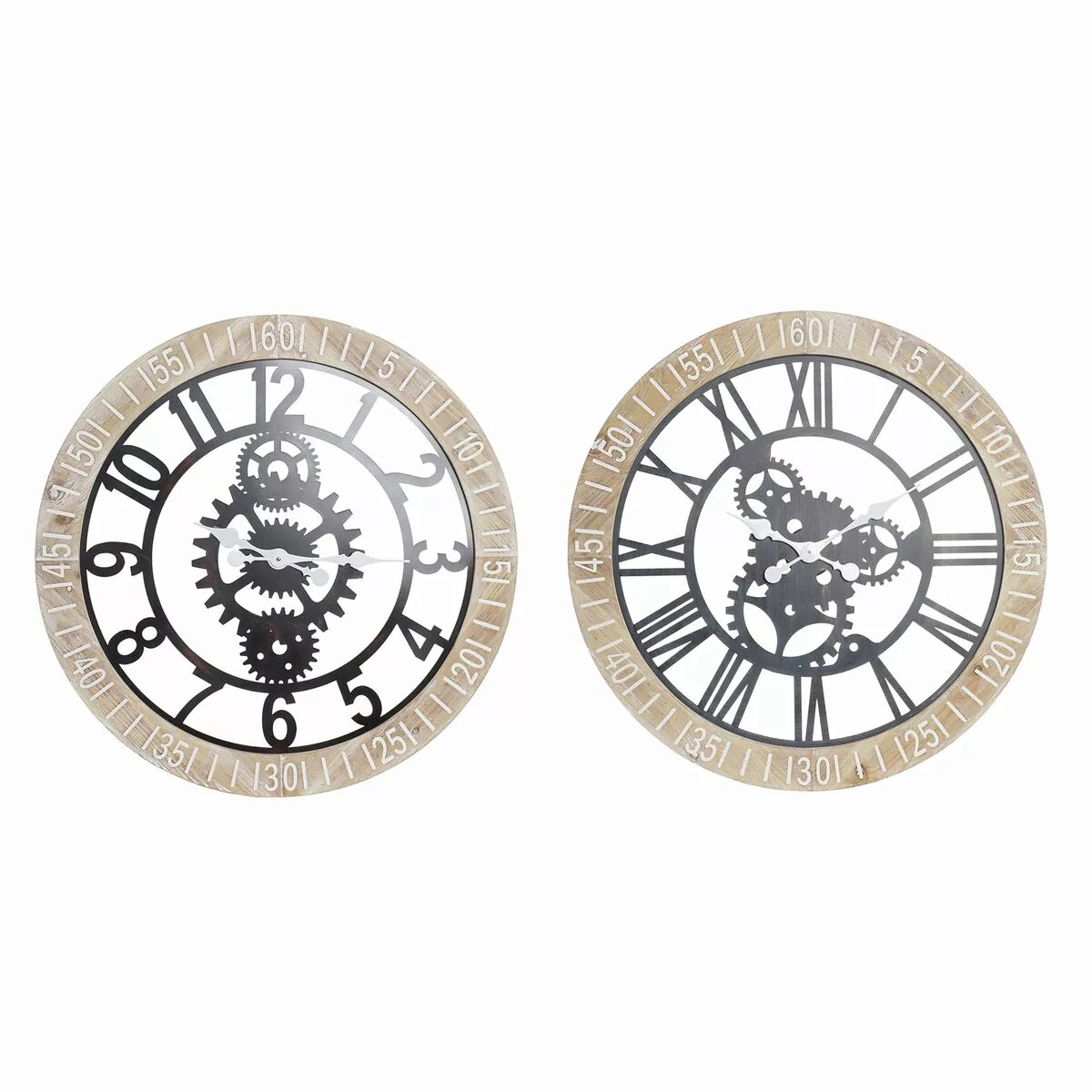 Wanduhr Dkd Home Decor Natürlich Schwarz Mdf Eisen Zahnräder (76 X 4,5 X 76 günstig online kaufen