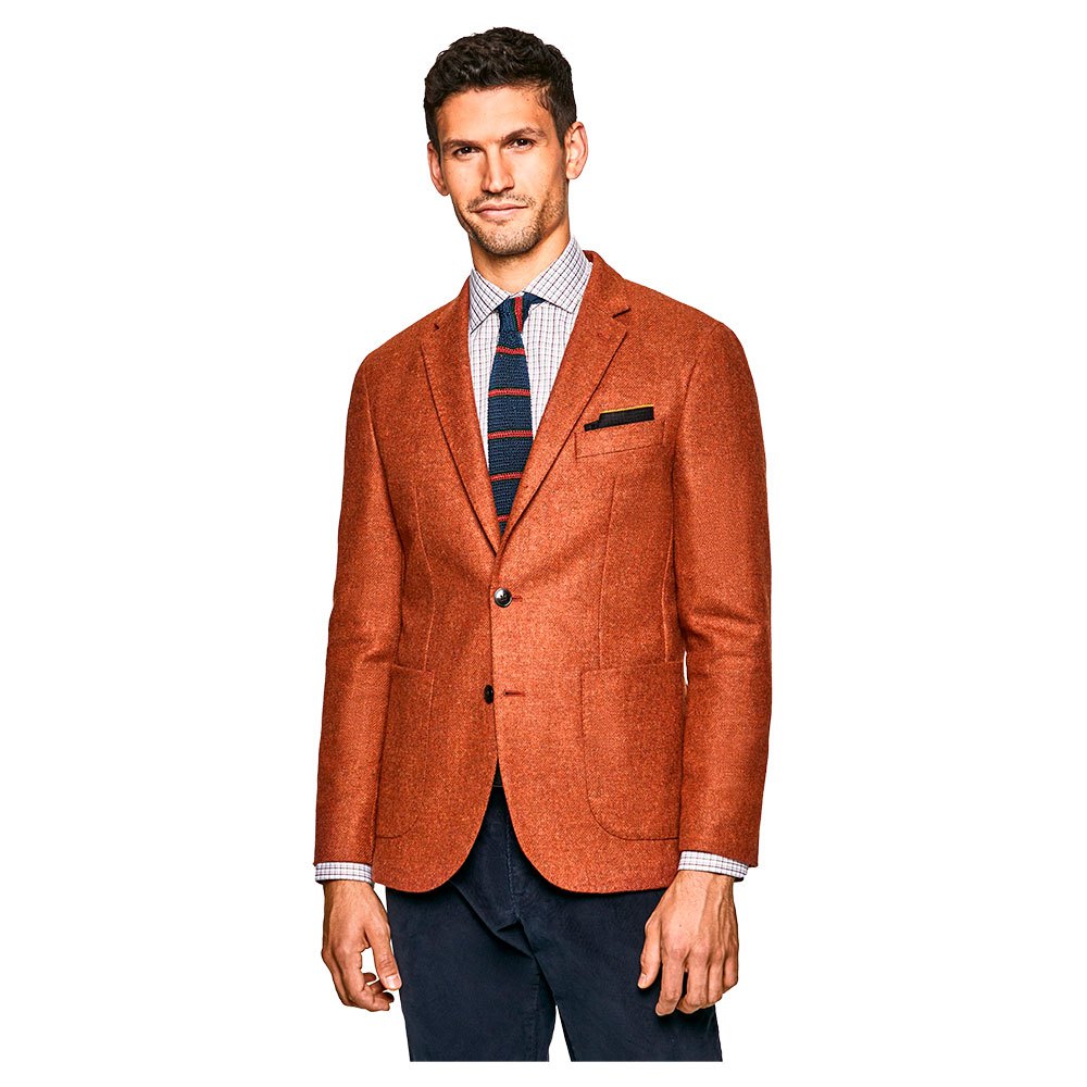 Hackett Rust Shetland Woll-baumwoll-blazer 40 Rust Orange günstig online kaufen