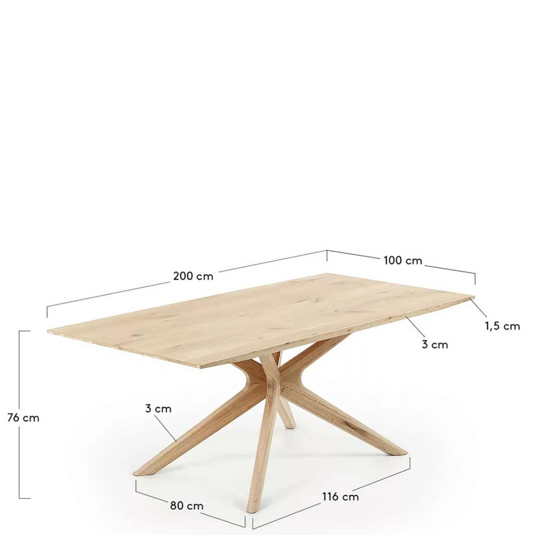 Esszimmer Tisch aus Eiche White Wash massiv 200 cm breit günstig online kaufen