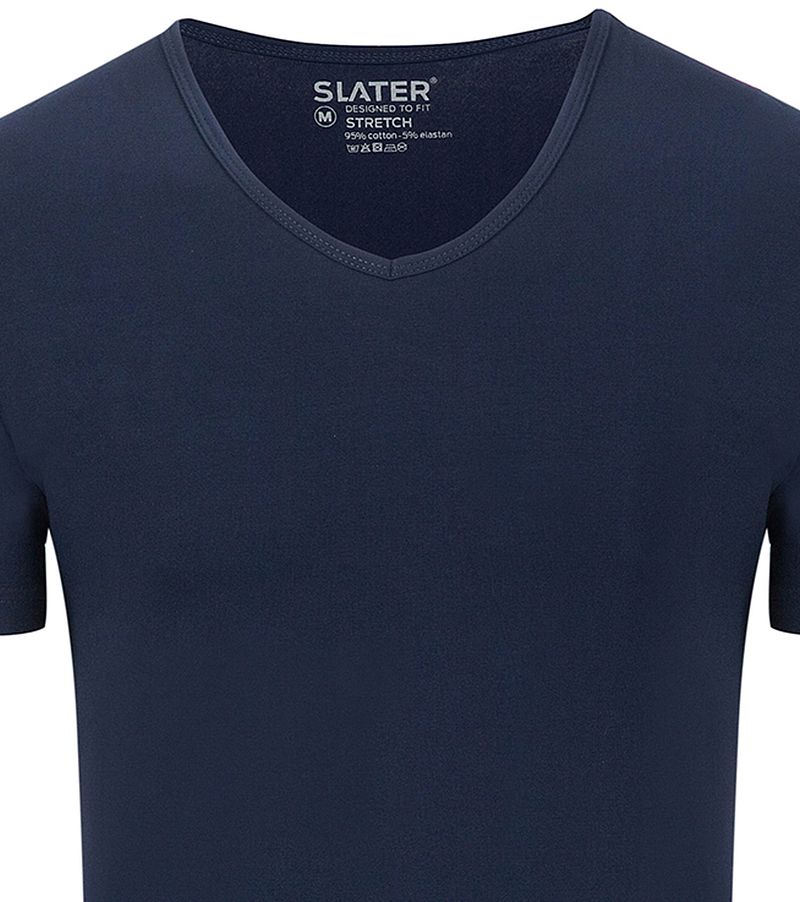 Slater 2er-Pack Stretch V-Ausschnitt T-shirt Dunkelblau - Größe L günstig online kaufen