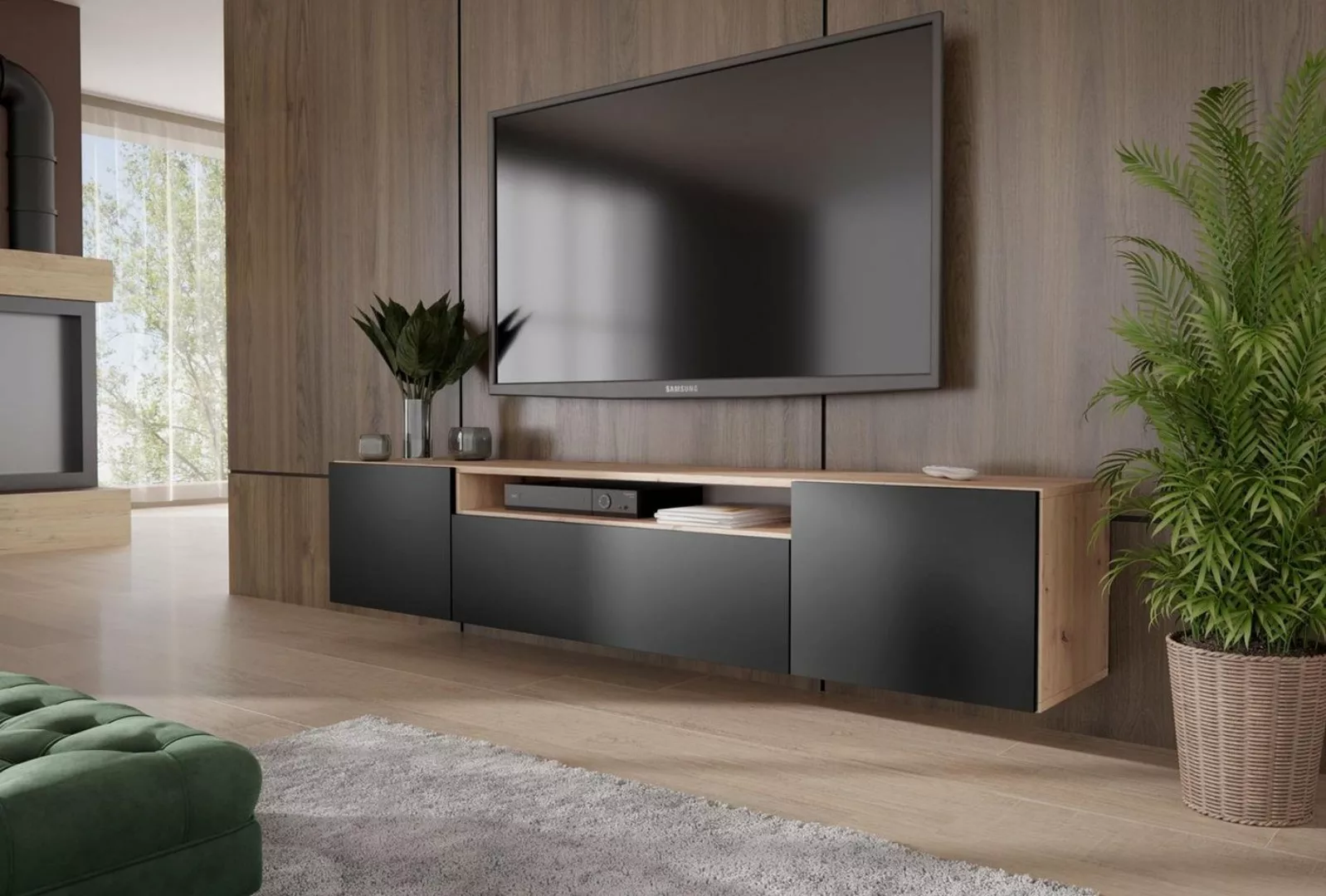 Beautysofa TV-Schrank Lio (MDF Fronten, dreitürig Wandschrank) mit Scharnie günstig online kaufen