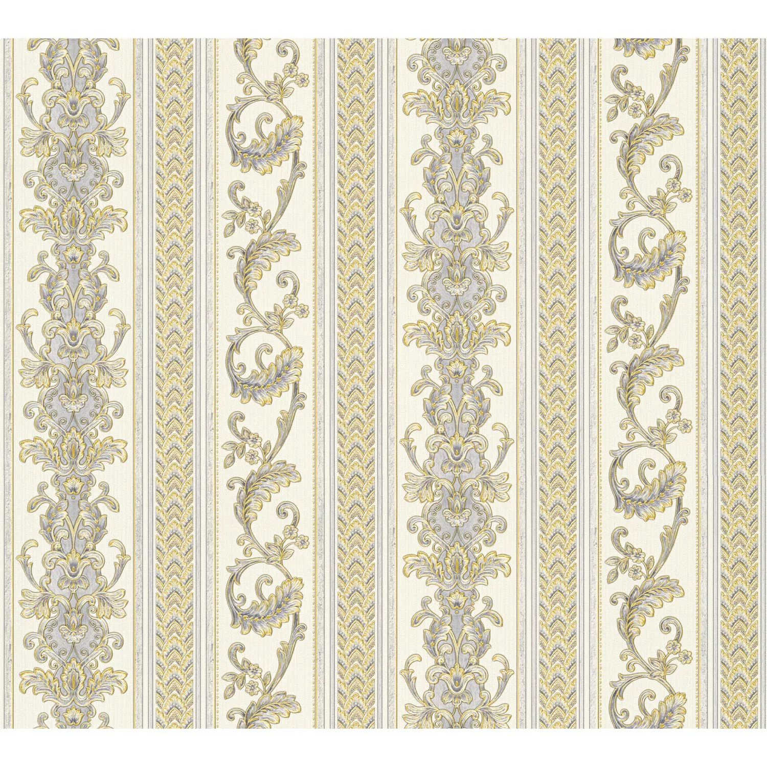 Bricoflor Elegante Tapete mit Ornament Streifen Landhaus Vliestapete in Cre günstig online kaufen