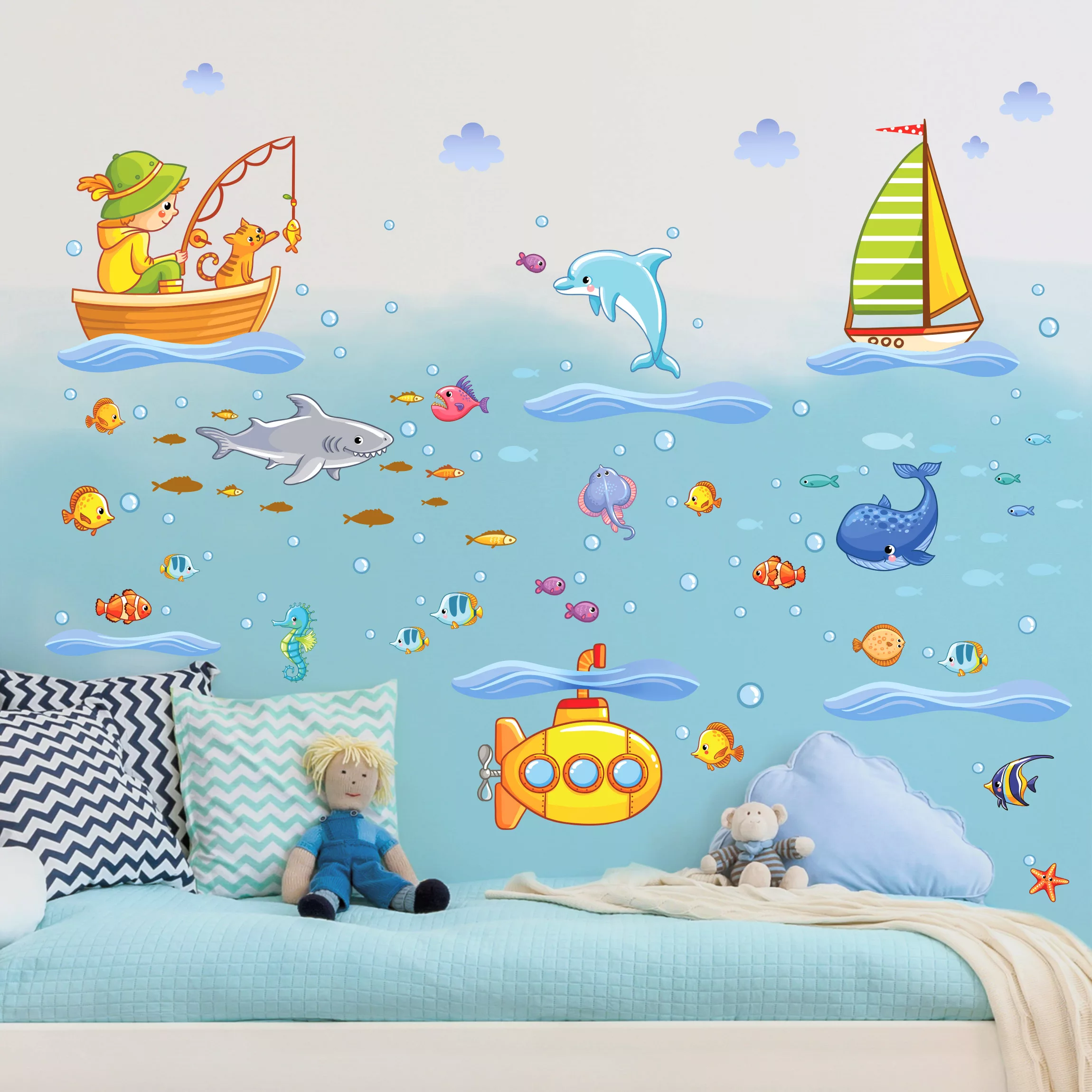 Wandtattoo Kinderzimmer Unterwasserwelt - U-Boot Set günstig online kaufen