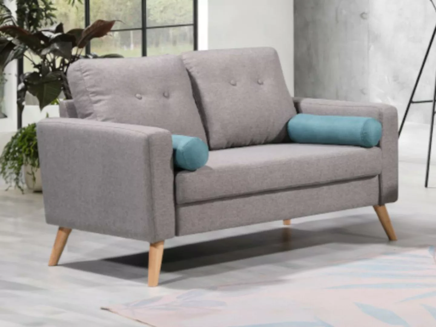 Sofa 2-Sitzer - Stoff - Grau - TATUM günstig online kaufen