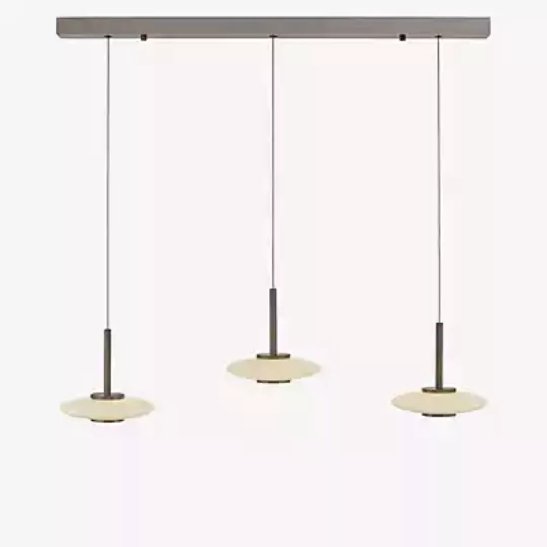 PURE LED-Hängelampe Vitrum, braun/opal Glas/Aluminium 3-flg. günstig online kaufen