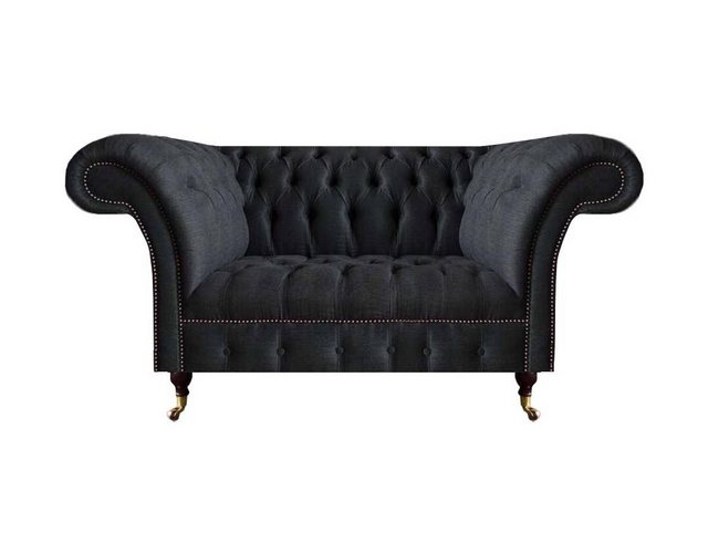 JVmoebel 2-Sitzer Chesterfield Wohnzimmer Schwarzes Sofa Moderner Zweisitze günstig online kaufen