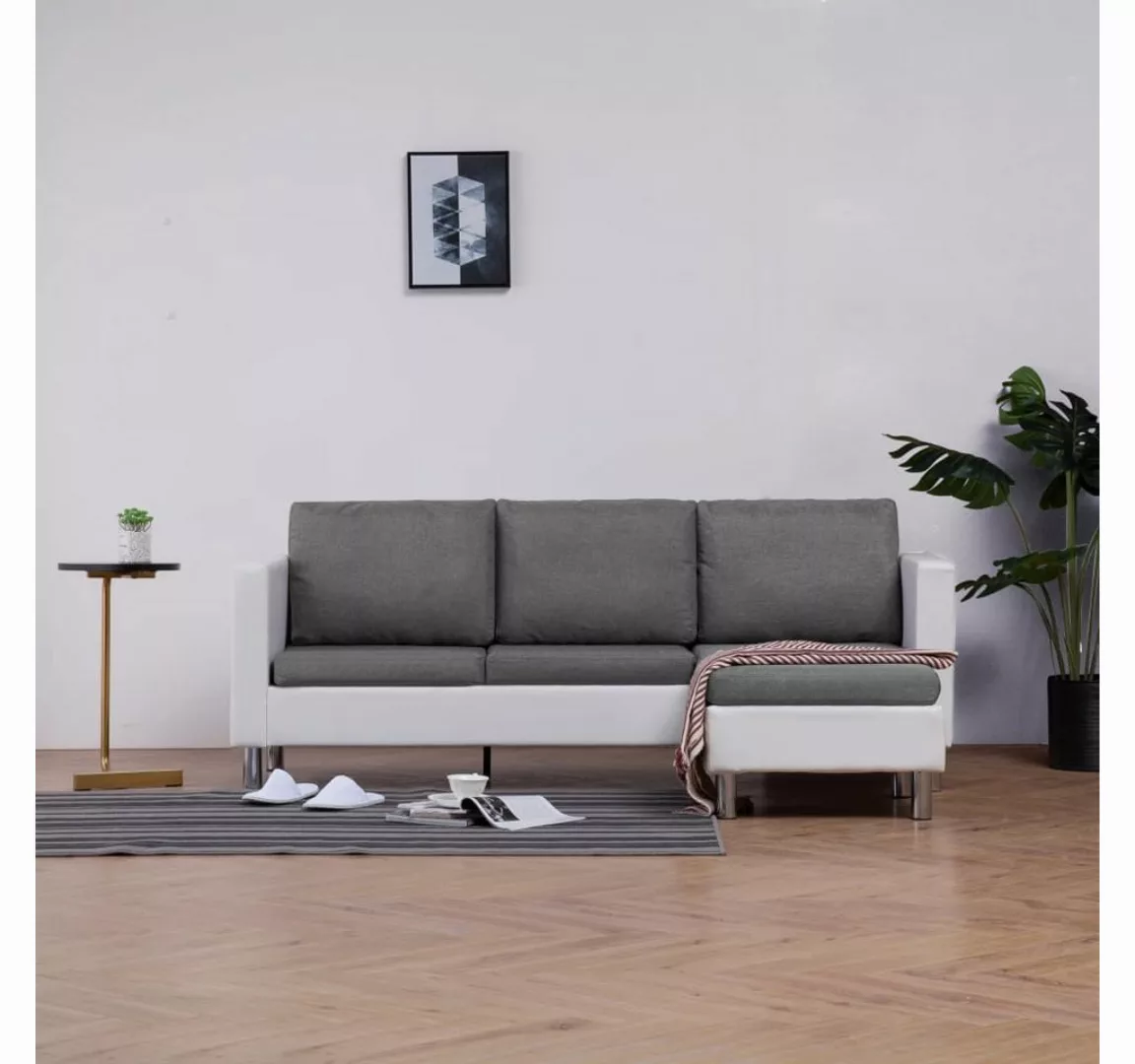 3-sitzer-sofa Mit Kissen Weiß Kunstleder günstig online kaufen