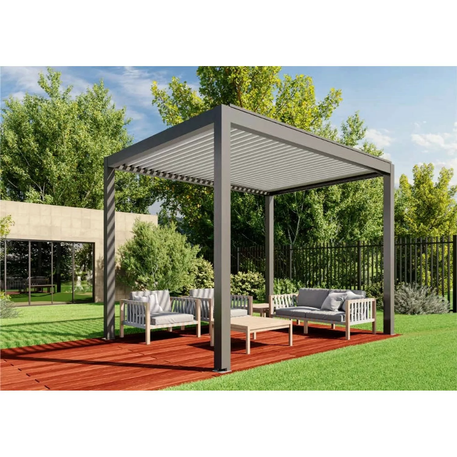 Huun Pergola Mezzo in Anthrazit-Weiß 400 x 300 cm günstig online kaufen