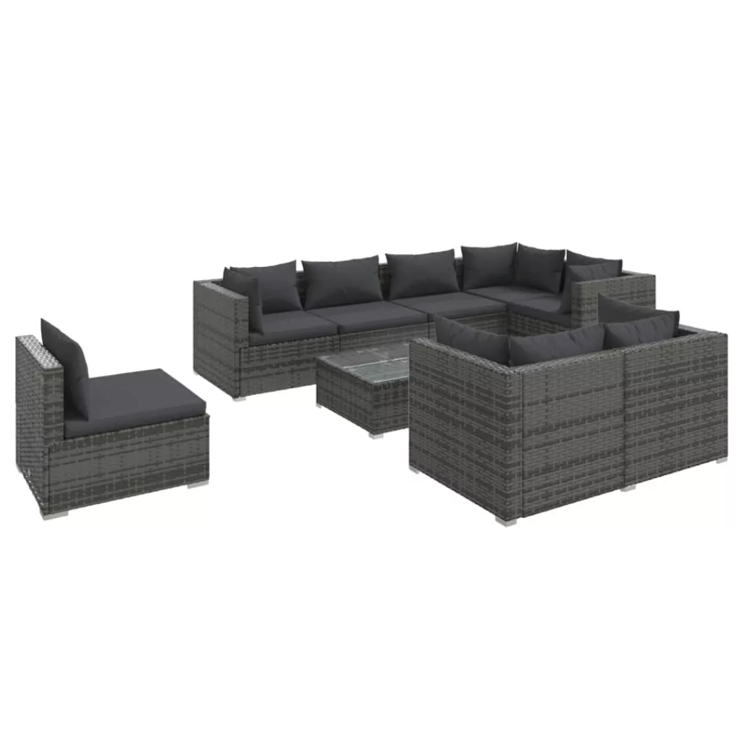 Vidaxl 9-tlg. Garten-lounge-set Mit Kissen Poly Rattan Grau günstig online kaufen